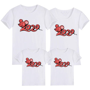 Family Matching Clothes 2020 New Year Summer Print T-shirt Mommy and Daughter Father and Son Clothes Family Look