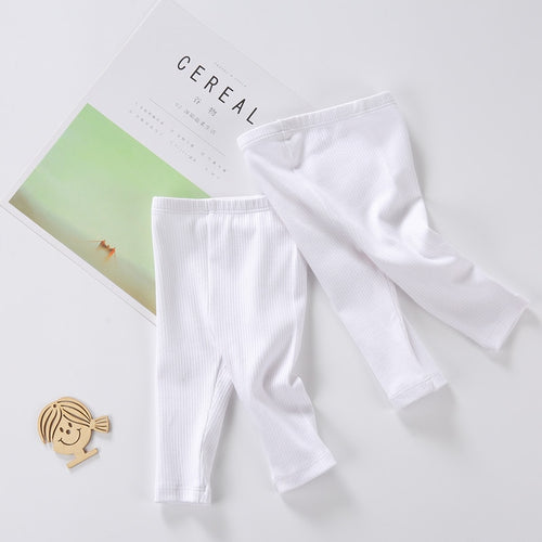 3pcs pack baby pants 100% cotton kids leggings baby clothing girls pants waistband elastic pure white trousers children clothes