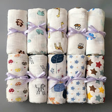 Load image into Gallery viewer, 1Pc Muslin 100% Cotton Baby Swaddles Soft Newborn Blankets Bath Gauze Infant Wrap sleepsack Stroller cover Play Mat