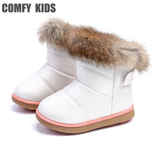 Load image into Gallery viewer, Winter Warm Plush Baby Girls Snow Boots Shoes Pu Leather Flat With Baby Toddler Shoes Outdoor Snow Boots Girls Baby Kids shoes