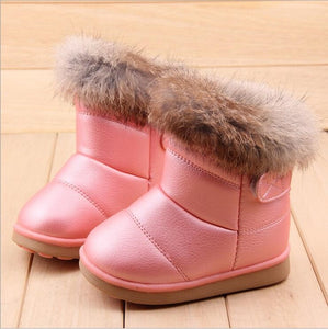 Winter Warm Plush Baby Girls Snow Boots Shoes Pu Leather Flat With Baby Toddler Shoes Outdoor Snow Boots Girls Baby Kids shoes