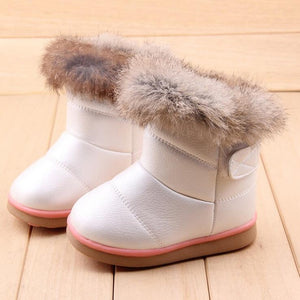 Winter Warm Plush Baby Girls Snow Boots Shoes Pu Leather Flat With Baby Toddler Shoes Outdoor Snow Boots Girls Baby Kids shoes