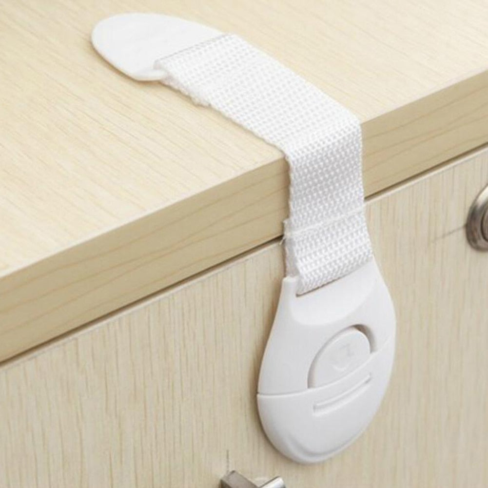 10pcs/lot Baby Kids Cabinet Safety Locks Lengthen Drawer Door Cupboard Strap Safety Locks Plastic Children Protection Care Locks