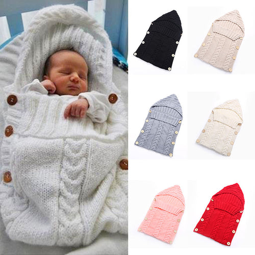 Newborn Baby Cute Knitted Crochet Hooded  Sleeping Bags Babies Swaddle Wrap Swaddling Blanket Sleep Bag