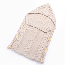 Load image into Gallery viewer, Newborn Baby Cute Knitted Crochet Hooded  Sleeping Bags Babies Swaddle Wrap Swaddling Blanket Sleep Bag