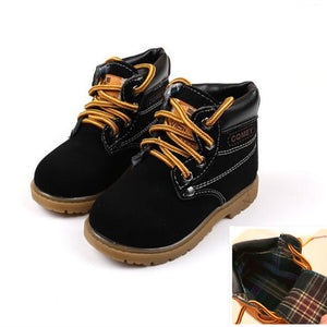 Spring Autumn Children Ankle boots Winter Girls Boots Boys Plush Snow Motorcycle Boots Lace-Up Rome Boots Kids Shoes 03B