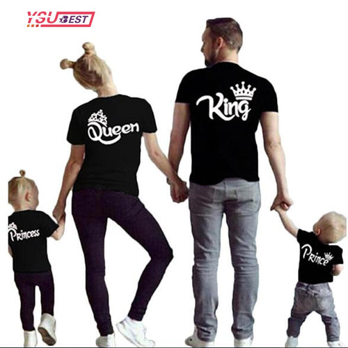 New Matching Family Shirts Family Matching Clothes Matching Father Mother Daughter Son Clothes Cotton T-shirt King Queen Clothes