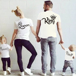 New Matching Family Shirts Family Matching Clothes Matching Father Mother Daughter Son Clothes Cotton T-shirt King Queen Clothes