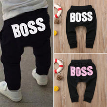 Load image into Gallery viewer, Baby Boys Girls Pants 2018 Hot Letter BOSS Pants Cotton Baby Girls Harem Pants For Baby Casual Trousers Boy Girl Clothes