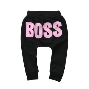 Baby Boys Girls Pants 2018 Hot Letter BOSS Pants Cotton Baby Girls Harem Pants For Baby Casual Trousers Boy Girl Clothes