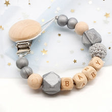 Load image into Gallery viewer, Personalized Name Handmade Silicone Pacifier Chains Safe Teething Chain Baby Teether Eco-friendly Pacifier Clips Holder Chain
