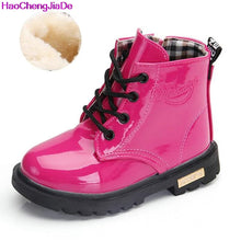 Load image into Gallery viewer, Boys Rubber Boots New Autumn Winter PU Leather Waterproof Martin Boot Kids Snow Boot Brand Girls Children&#39;s Boot Fashion Sneaker