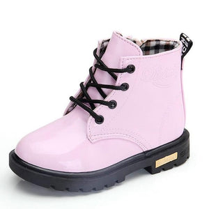 Boys Rubber Boots New Autumn Winter PU Leather Waterproof Martin Boot Kids Snow Boot Brand Girls Children's Boot Fashion Sneaker