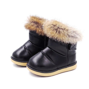 Winter Warm Plush Baby Girls Snow Boots Shoes Pu Leather Flat With Baby Toddler Shoes Outdoor Snow Boots Girls Baby Kids shoes