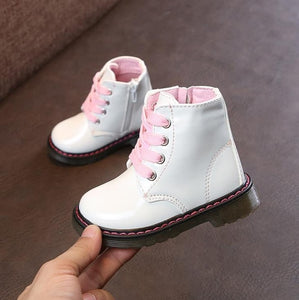 HaoChengJiaDe Autumn Winter Top Selling Boys Martin Boots New Fashion Brand Kids Leather Shoes Girls Zipper Soft Casual Boots