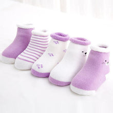 Load image into Gallery viewer, 5 Pairs/lot Baby Socks Newborn Winter Autumn Socks For Boy Girl New Cartoon Baby Boy Short Socks For 0-2Y