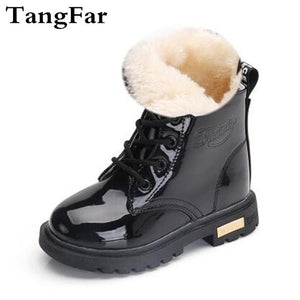 KIDS SHOES Rubber Boots Children Patent Leather Botas Boys Girls Waterproof Plush Snow Boots Toddler Sneakers  Boots