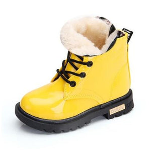 KIDS SHOES Rubber Boots Children Patent Leather Botas Boys Girls Waterproof Plush Snow Boots Toddler Sneakers  Boots