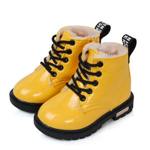 2019 New Winter Children Shoes PU Leather Waterproof Martin Boots Kids Snow Boots Brand Girls Boys Rubber Boots Fashion Sneakers