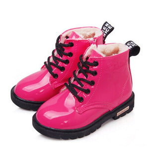 2019 New Winter Children Shoes PU Leather Waterproof Martin Boots Kids Snow Boots Brand Girls Boys Rubber Boots Fashion Sneakers