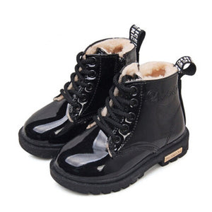 2019 New Winter Children Shoes PU Leather Waterproof Martin Boots Kids Snow Boots Brand Girls Boys Rubber Boots Fashion Sneakers