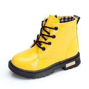 2019 New Winter Children Shoes PU Leather Waterproof Martin Boots Kids Snow Boots Brand Girls Boys Rubber Boots Fashion Sneakers