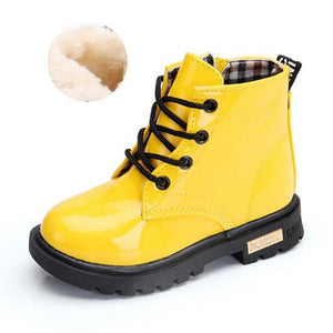 Children Shoes Winter Warm Fur PU Leather Waterproof Children  Boots Brand Boy Kids Rubber Boots Baby Girls Snow Boots