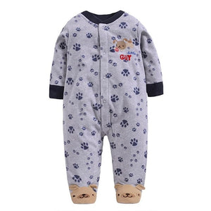 Newborn Baby Boy Autumn-winter Fleece Climbing Clothes 3-12M Kids Footed Pajamas Long Sleeved Infant Girls Cartoon Clothing