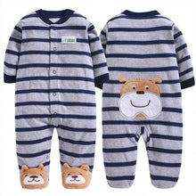 Load image into Gallery viewer, Newborn Baby Boy Autumn-winter Fleece Climbing Clothes 3-12M Kids Footed Pajamas Long Sleeved Infant Girls Cartoon Clothing