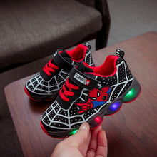 Load image into Gallery viewer, HaoChengJiaDe Cartoon Boys Spider-Man Shoes Child Luminous Sneakers Brand Mesh footwear kids LED Flashing Shoes Baby Casual Shoe