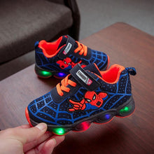 Load image into Gallery viewer, HaoChengJiaDe Cartoon Boys Spider-Man Shoes Child Luminous Sneakers Brand Mesh footwear kids LED Flashing Shoes Baby Casual Shoe