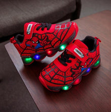 Load image into Gallery viewer, HaoChengJiaDe Cartoon Boys Spider-Man Shoes Child Luminous Sneakers Brand Mesh footwear kids LED Flashing Shoes Baby Casual Shoe