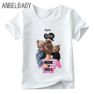 Matching Family Outfits Super Mom and Daughter Print Boys Girls T-shirt Mother's day Present Clothes Kids&Woman Funny Tshirt