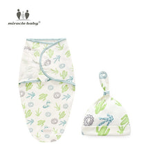 Load image into Gallery viewer, Baby Swaddle Blanket + Cap Newborn Cocoon Wrap Cotton Swaddling Bag Baby Envelope Sleep sack Bedding