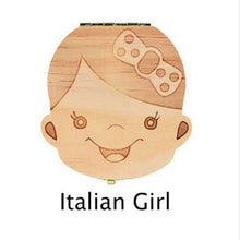 Load image into Gallery viewer, Tooth Box Dutch /Portugue / Spanish/English/French/Russian/ Italian Wood Tooth Box Organizer Save Milk Teeth Wood Storage Teeth