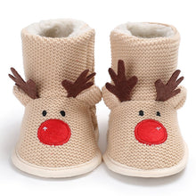 Load image into Gallery viewer, Winter male baby 0-1 Christmas plus velvet warm soft bottom non-slip baby toddler shoes