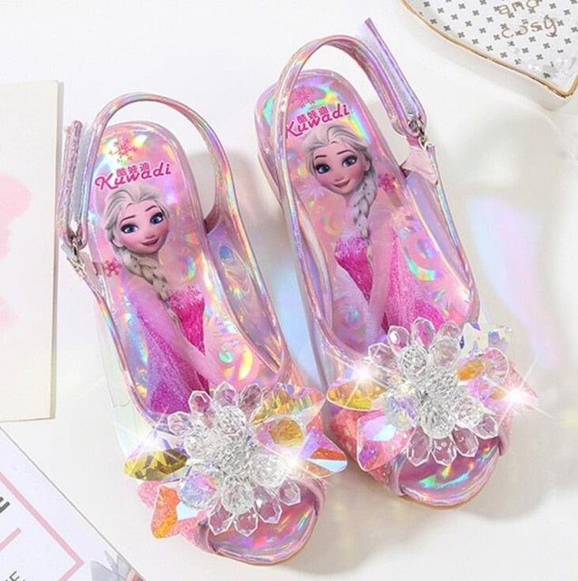 Girls Party shoes Princess Shoes Leather Glitter Crystals Rhinestones Knot Kids Shoes Elsa sneaker children Christmas gift