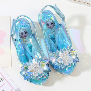 Girls Party shoes Princess Shoes Leather Glitter Crystals Rhinestones Knot Kids Shoes Elsa sneaker children Christmas gift